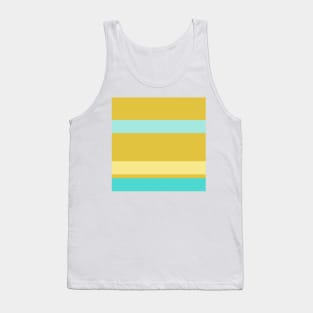 A prodigious variation of Macaroni And Cheese, Medium Turquoise, Pale Turquoise and Dark Cream stripes. Tank Top